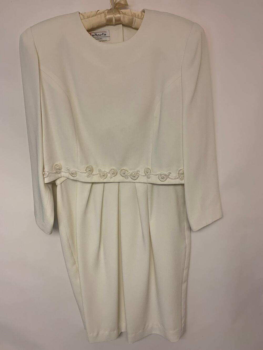 Talbots Rimini Dress Vintage Ivory Beaded Formal Wedding Modest Womens SZ 14